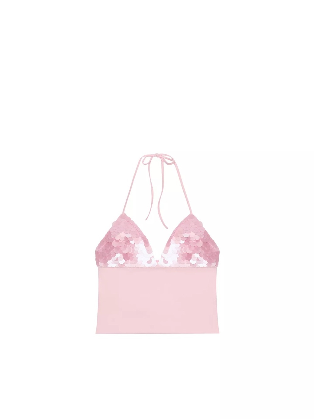 Zara Pink Sequin Halter Crop Top
